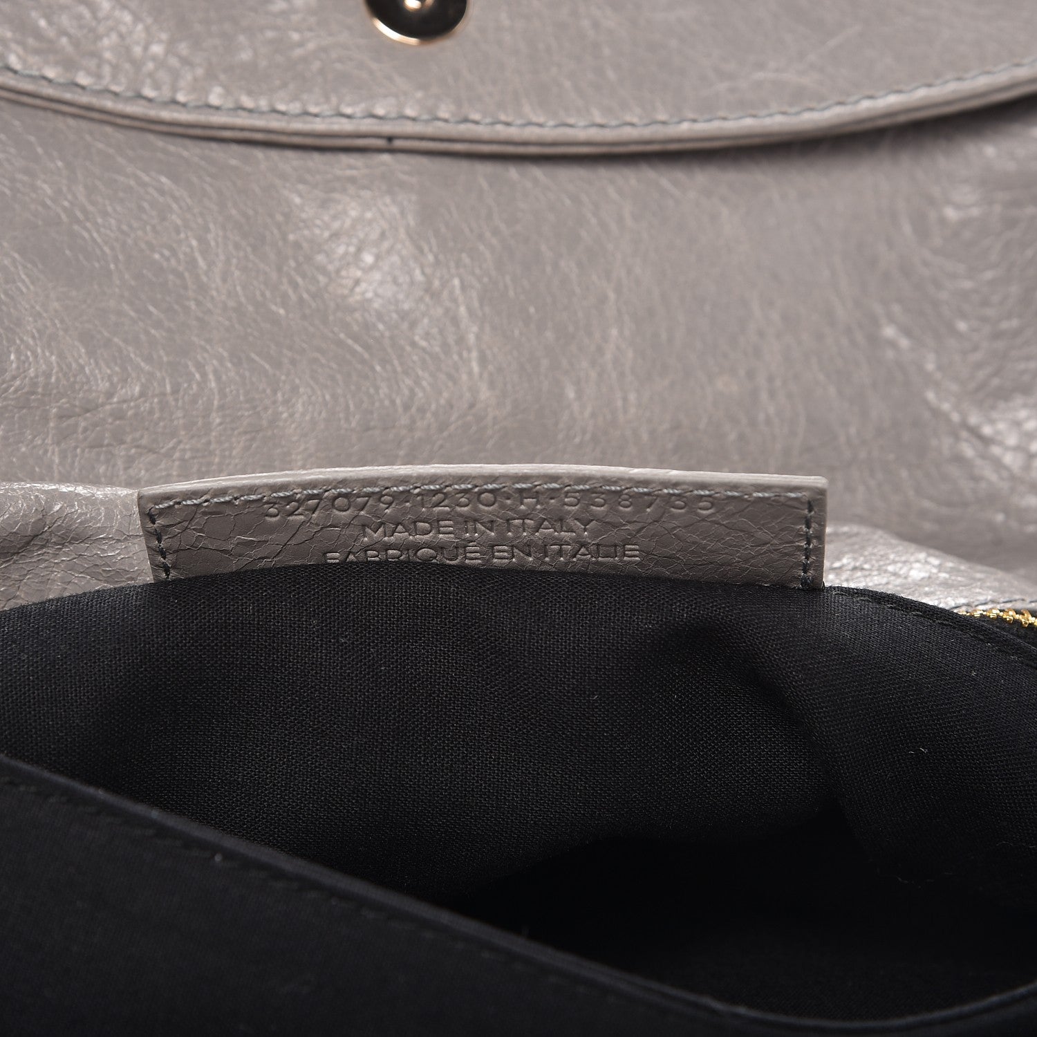 Balenciaga Agneau Giant 12 Gold Hardware Envelope Strap Clutch Gris Pyrite 14 of 15