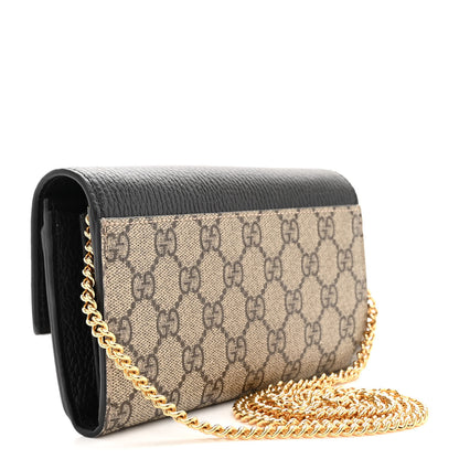 Gucci Dollar Calfskin GG Supreme Monogram Petite GG Marmont Wallet Chain Bag Black Beige Ebony 3 of 9