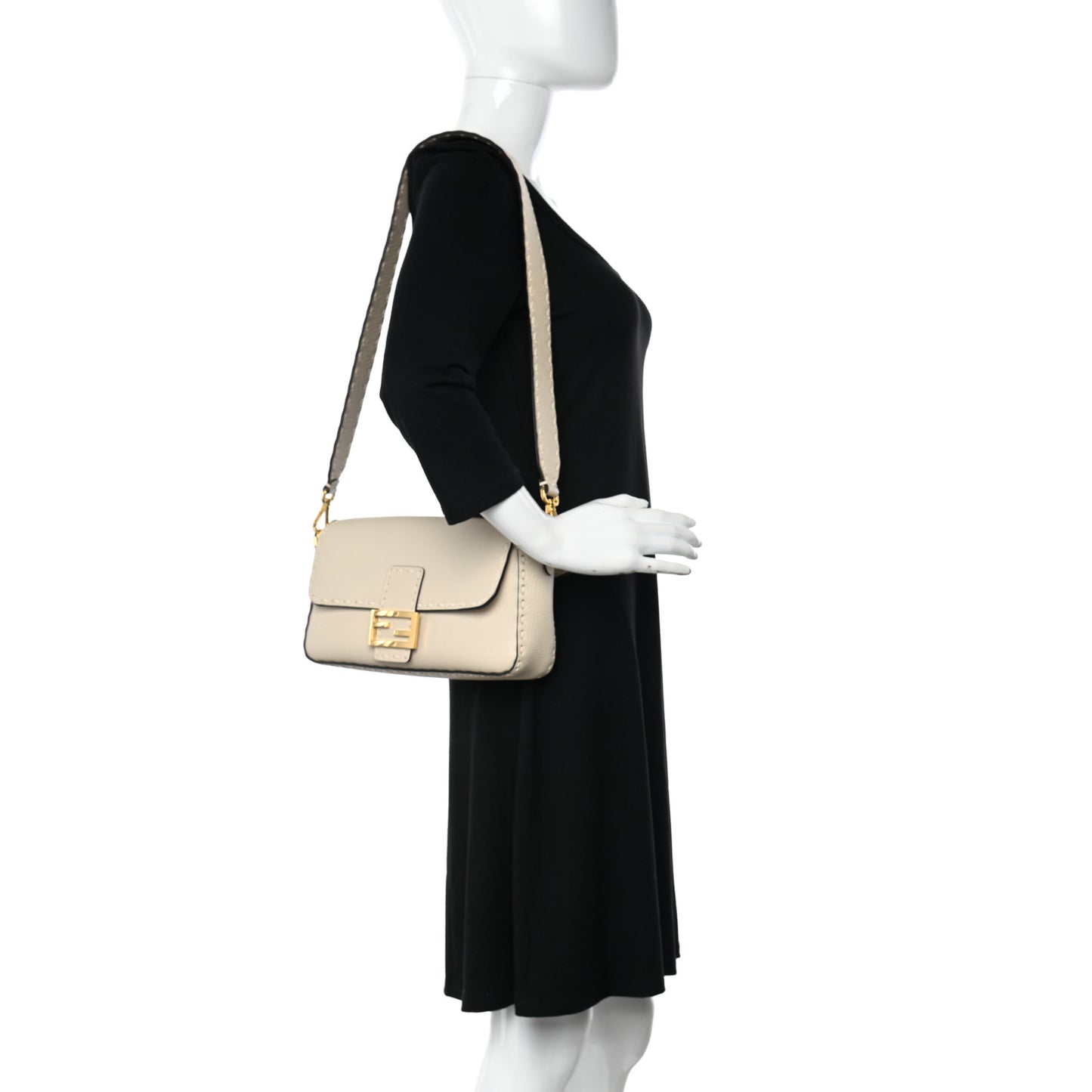 Cuoio Roma Sellerissima Nappa Sintetica Tape Stitch Baguette Latte