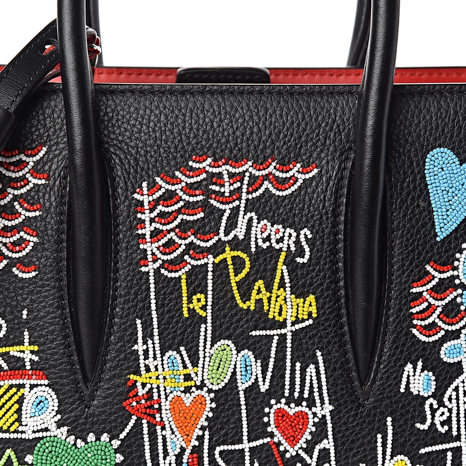 Christian Louboutin Calfskin Beaded Loubitag Small Paloma Black 7 of 10