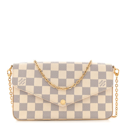Louis Vuitton Damier Azur Pochette Felicie Chain Wallet Rose Ballerine 1 of 12