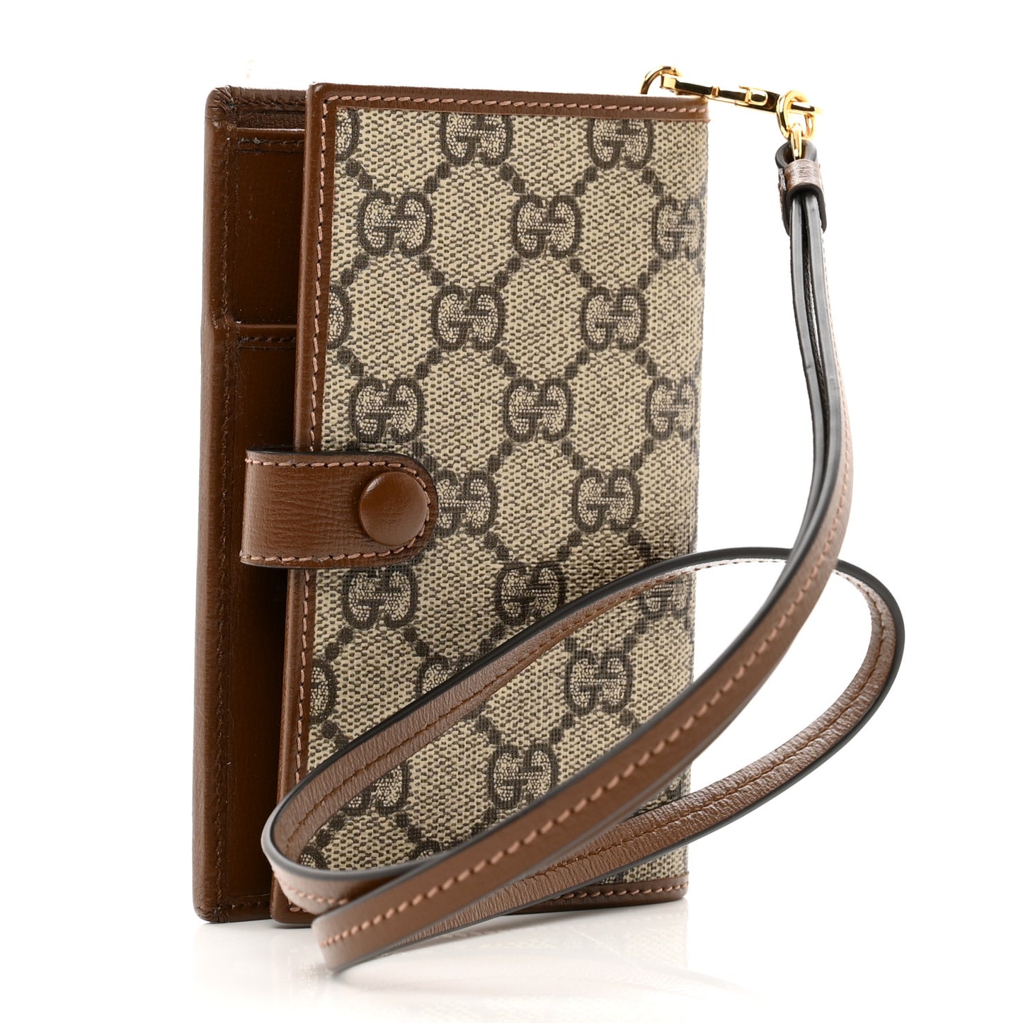 GG Supreme Monogram Azalea Calfskin Passport Case On Strap Beige