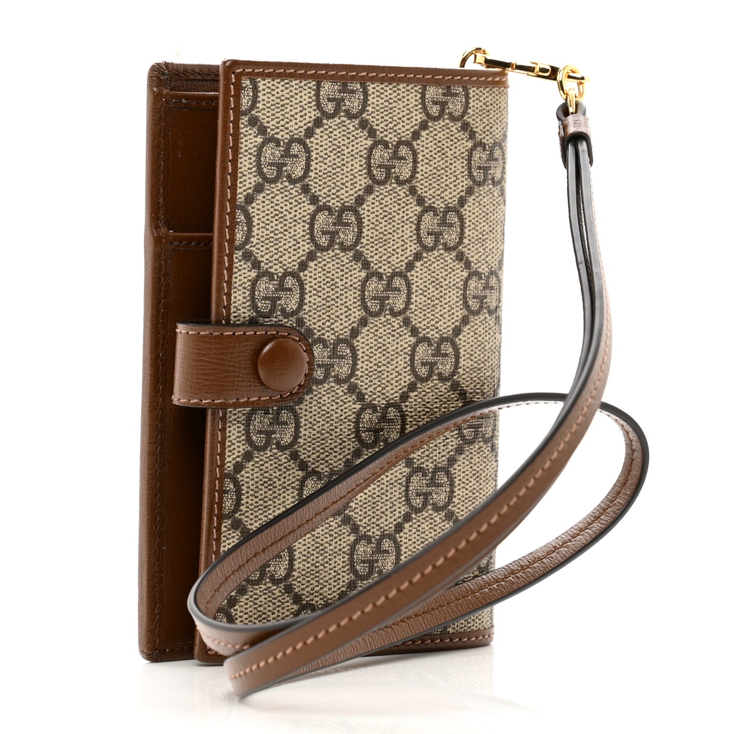 Gucci GG Supreme Monogram Azalea Calfskin Passport Case On Strap Beige 3 of 7