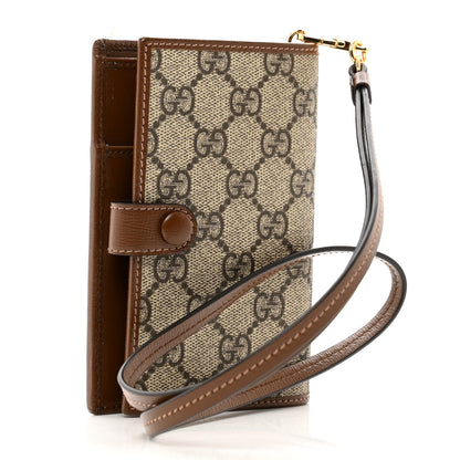 Gucci GG Supreme Monogram Azalea Calfskin Passport Case On Strap Beige 3 of 7