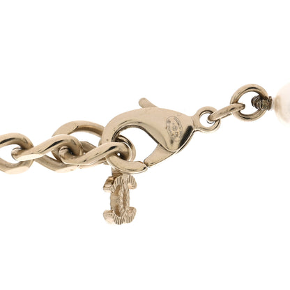 Chanel Pearl Crystal Baguette CC Short Necklace Gold 5 of 6