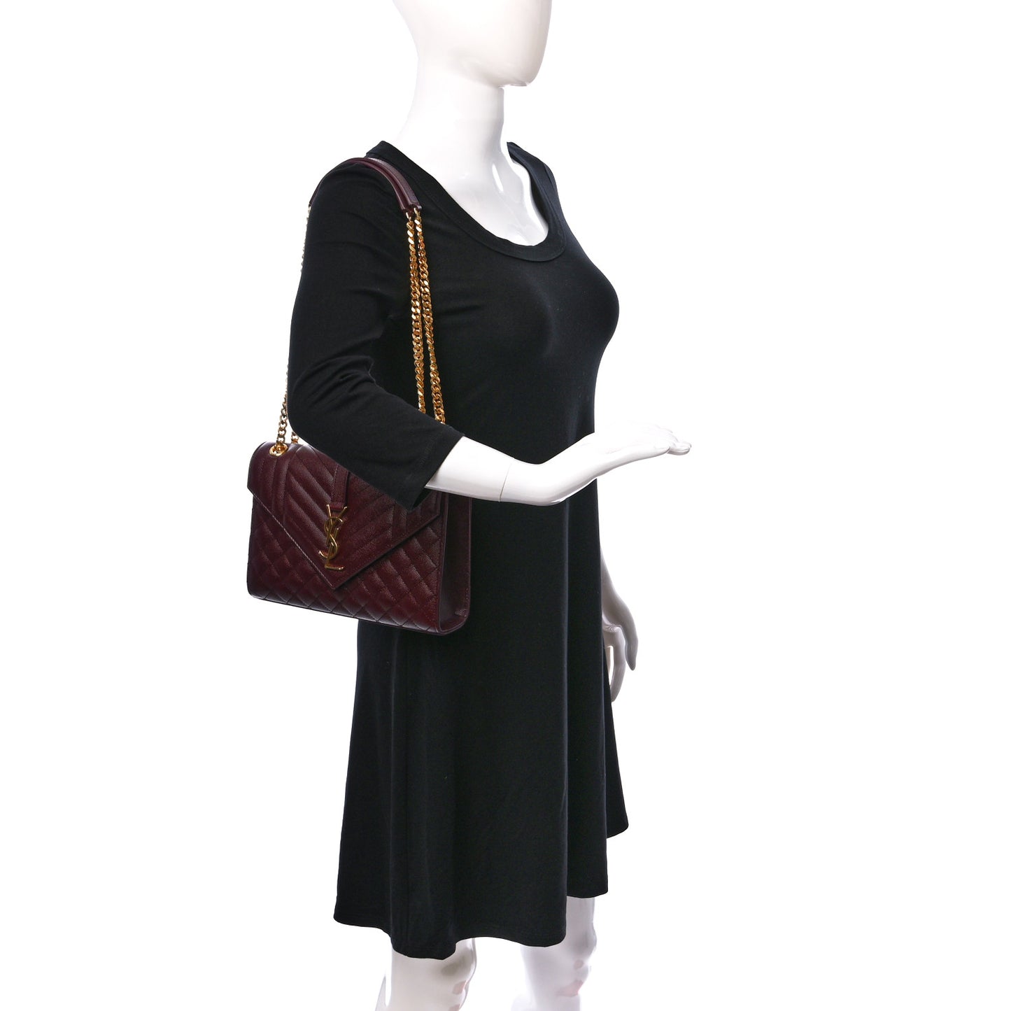 Grain De Poudre Textured Mixed Matelasse Medium Triquilt Monogram Satchel Rouge Legion