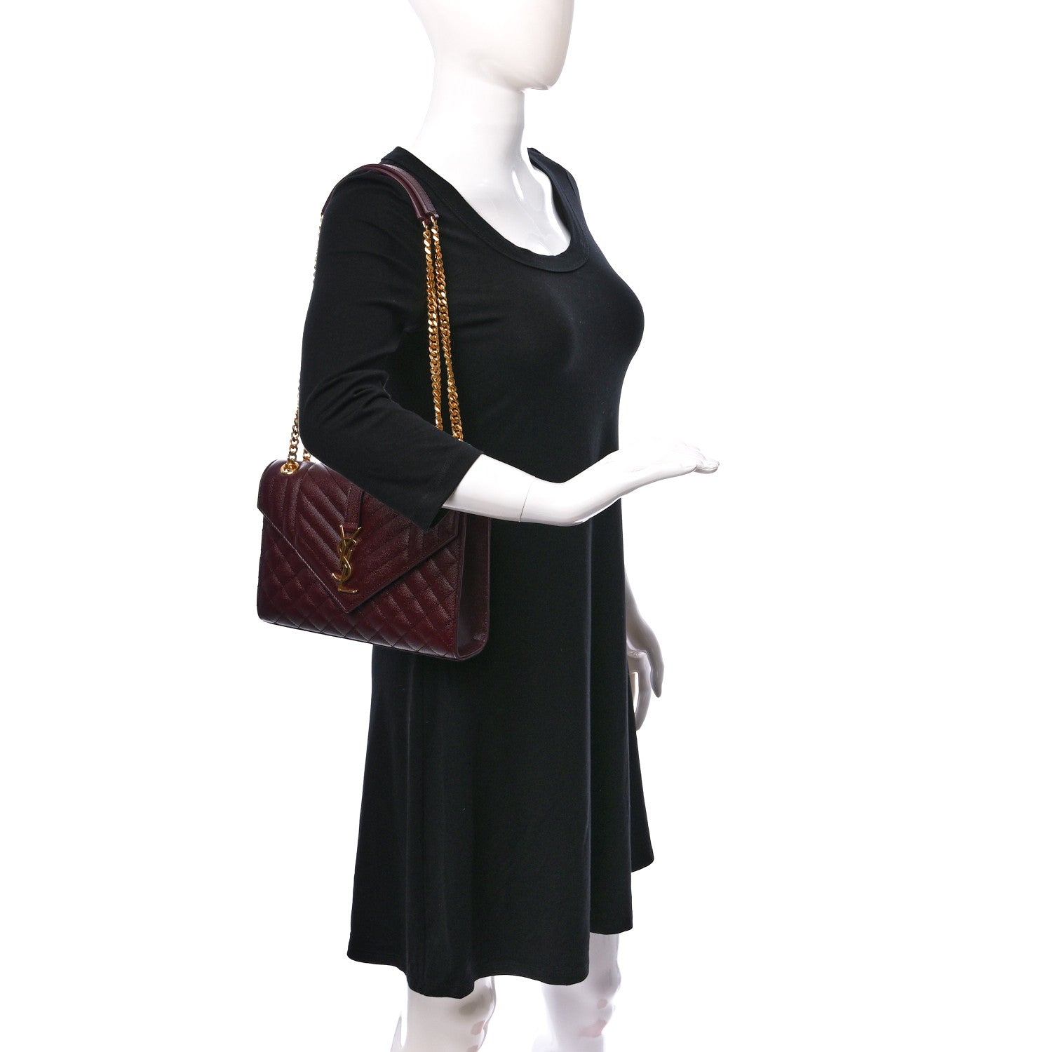 Saint Laurent Grain De Poudre Textured Mixed Matelasse Medium Triquilt Monogram Satchel Rouge Legion 2 of 8