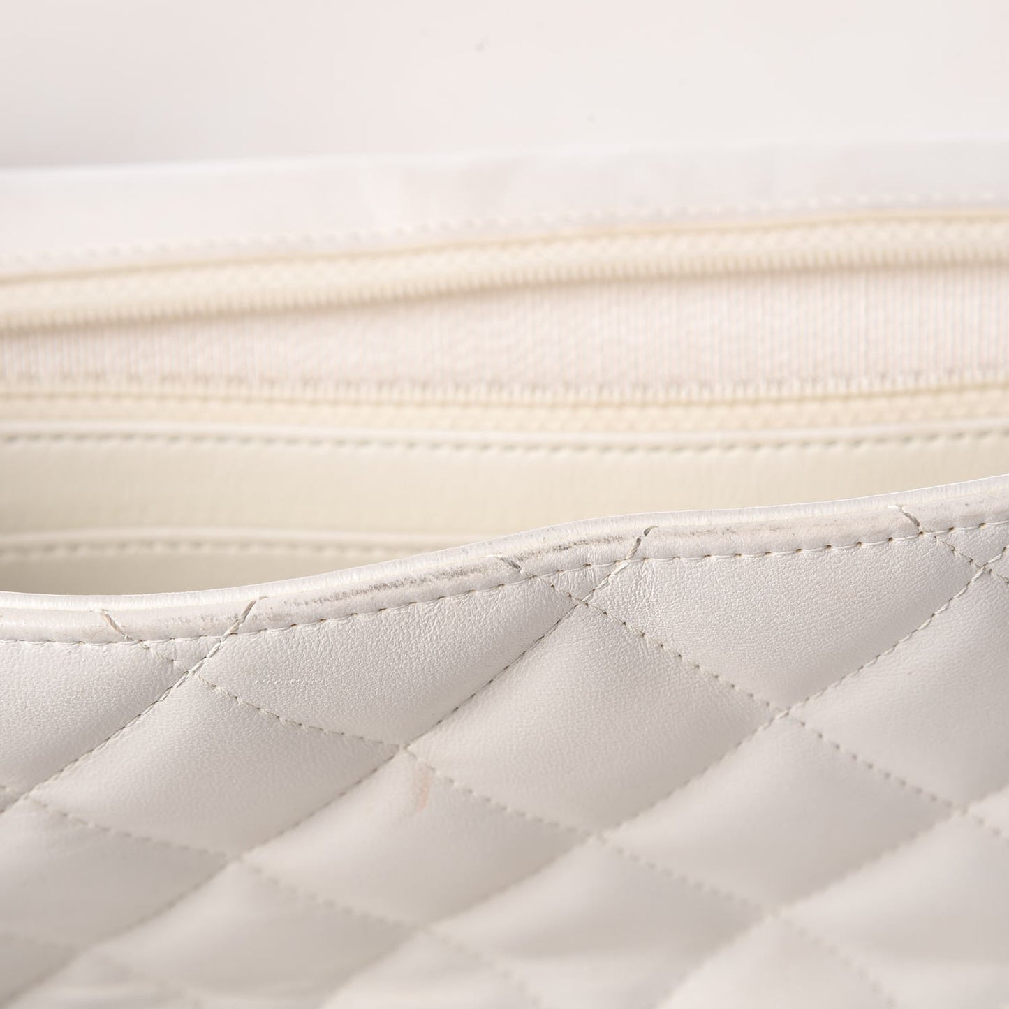 Lambskin Quilted Jumbo Single Flap White