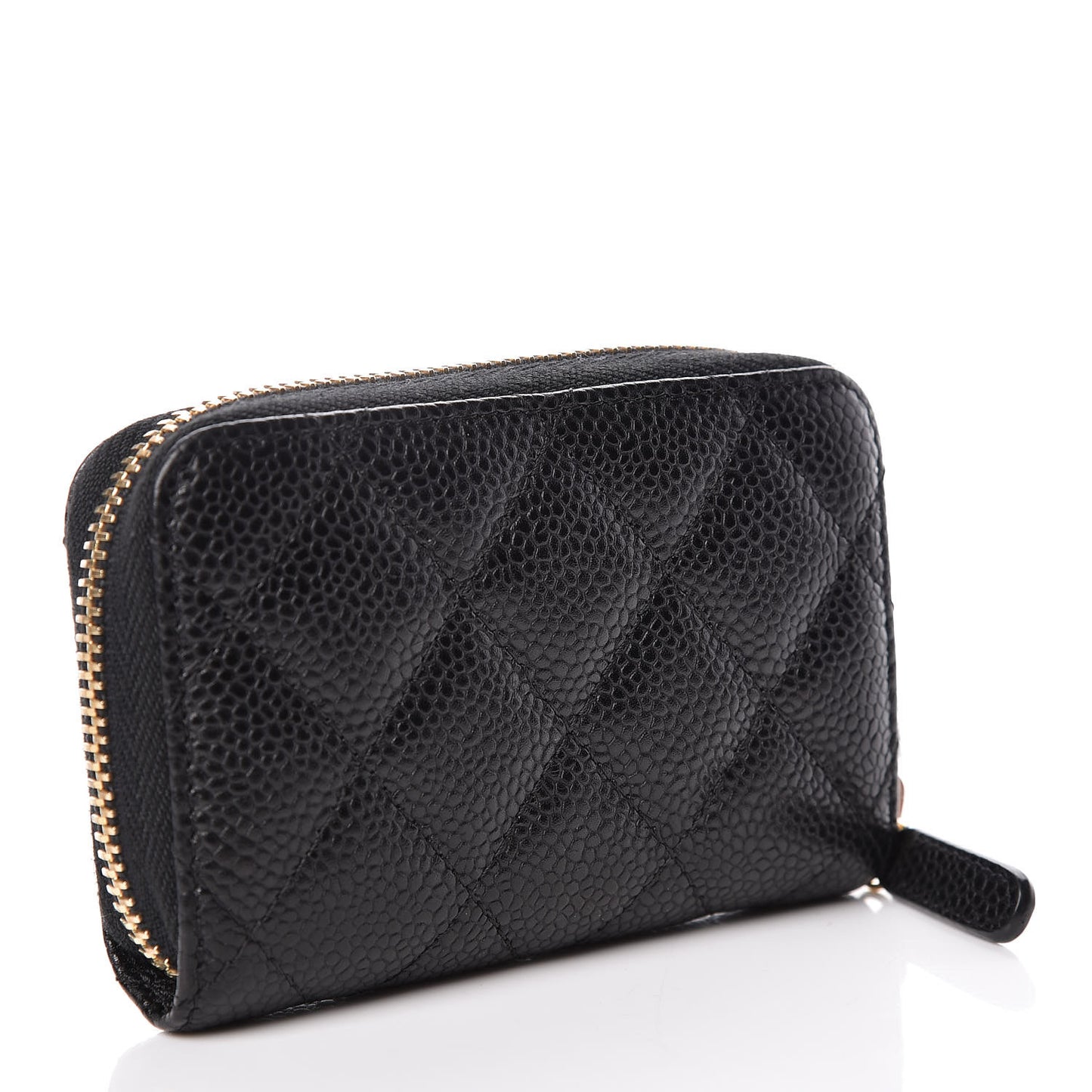 Caviar Quilted Zip Coin Purse Black