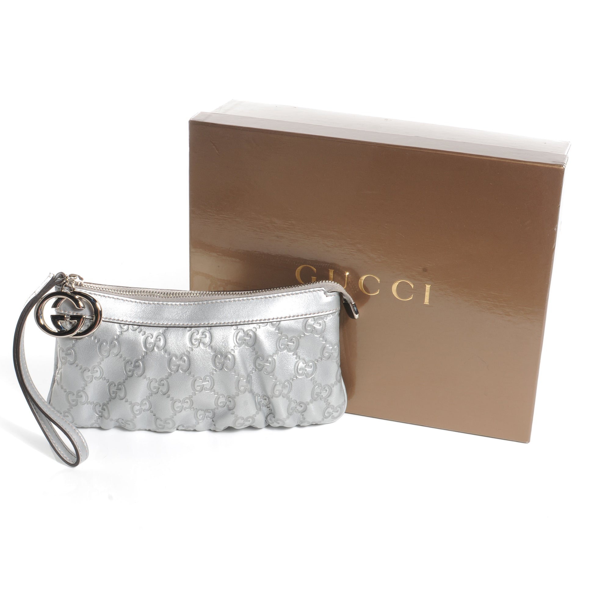 Gucci Guccissima New Britt Wristlet Silver 4 of 7
