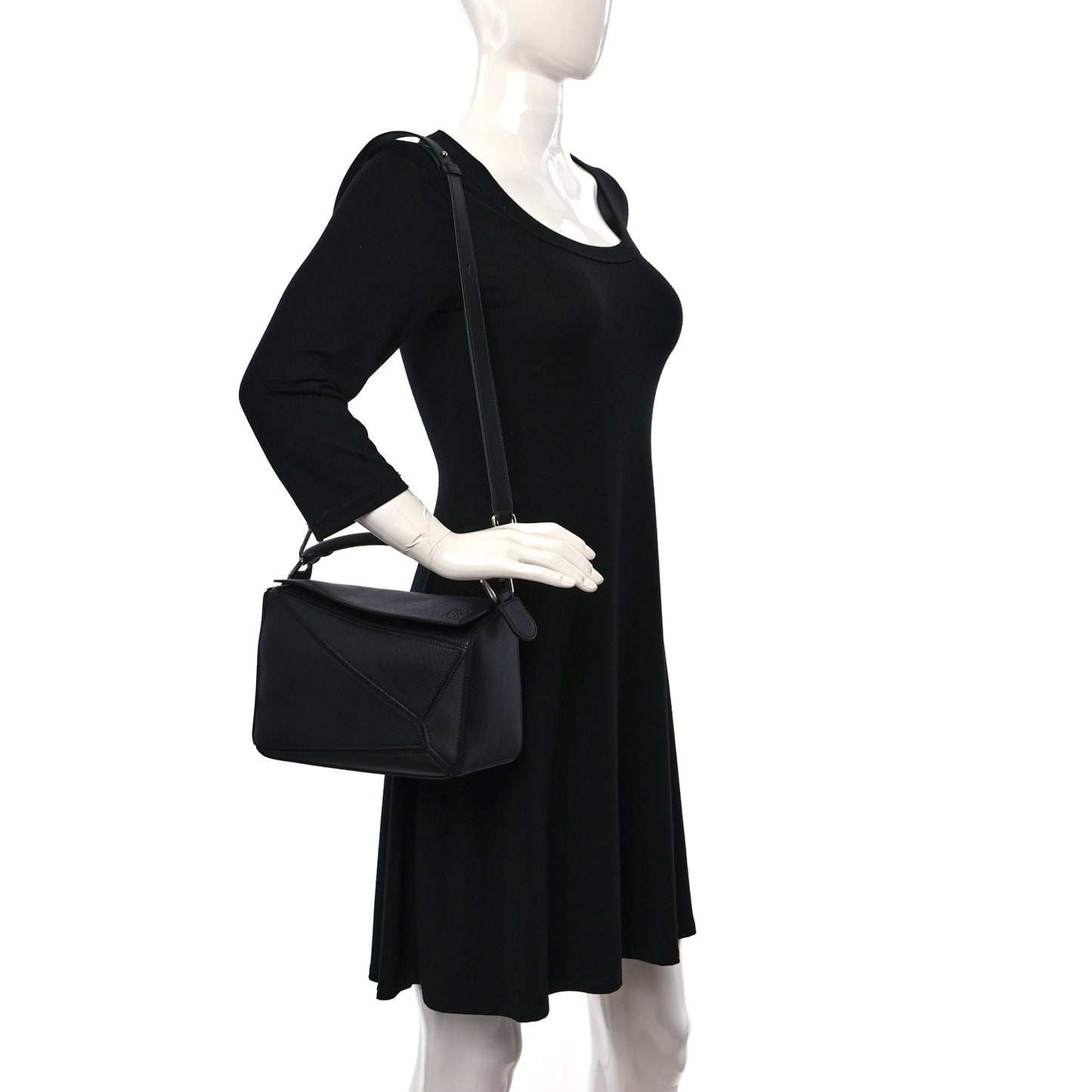 Calfskin Small Puzzle Bag Black