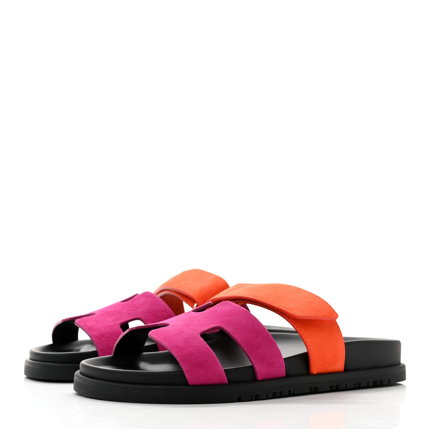 Hermes Suede Goatskin Womens Chypre Sandals 36.5 Rose Chapas Orange Synthetique 3 of 10