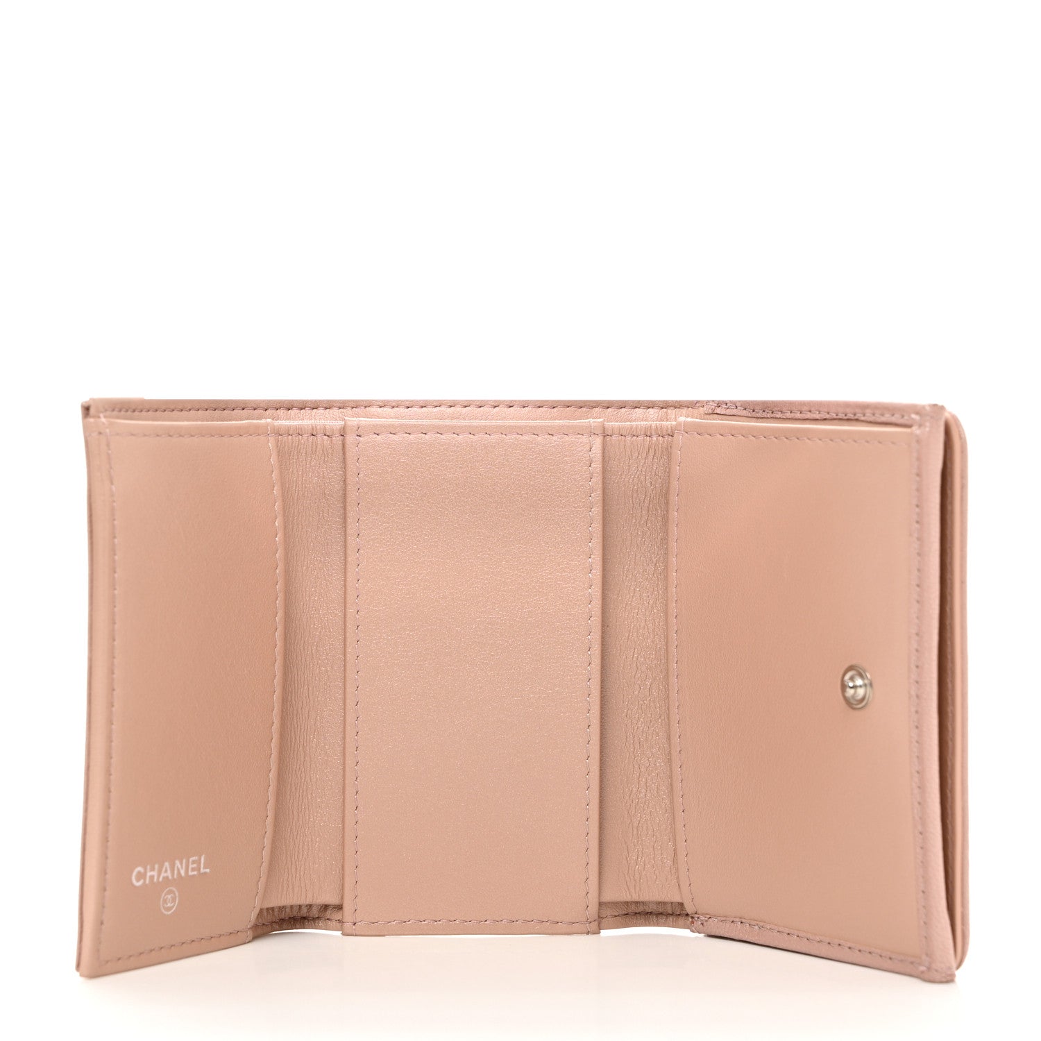 Chanel Goatskin Camellia Embossed Compact Wallet Light Pink 5 of 8