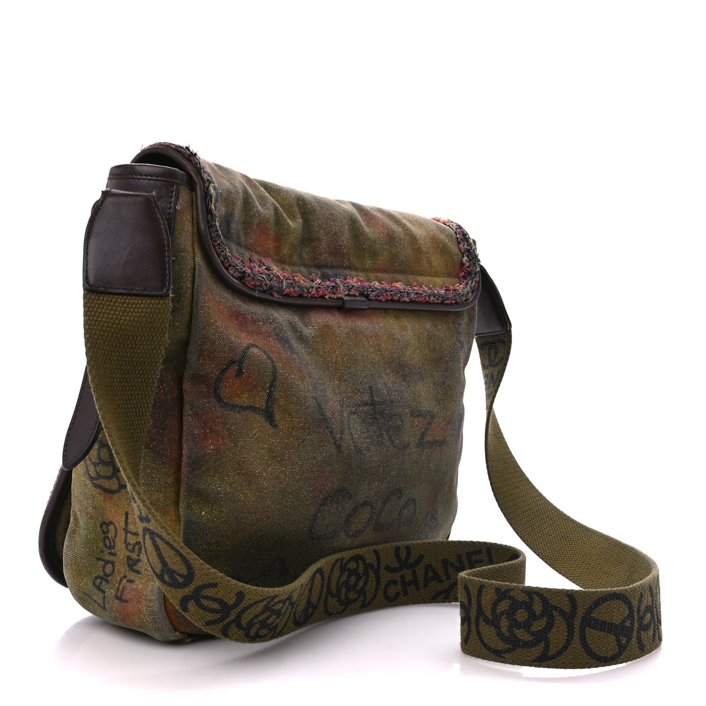 Washed Toile Graffiti On The Pavements Messenger Khaki Multicolor