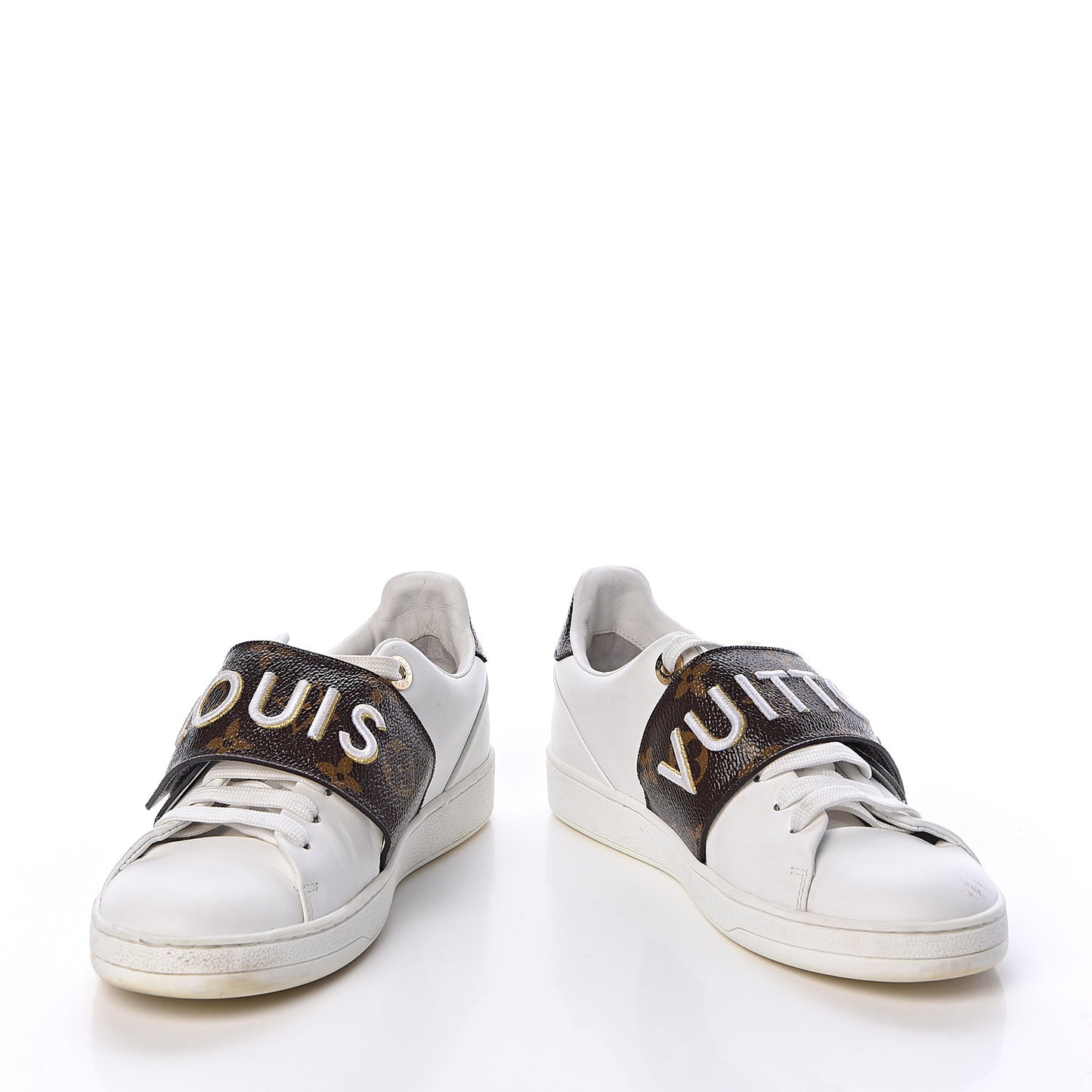 Calfskin Monogram Frontrow Sneakers 35 White