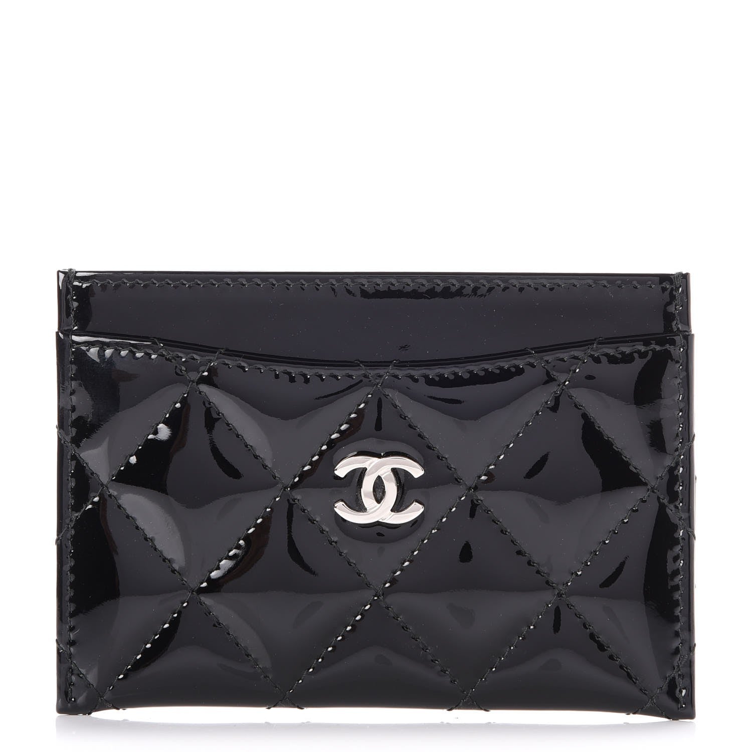 Chanel Patent Calfskin Quilted Card Holder Black 1 of 9