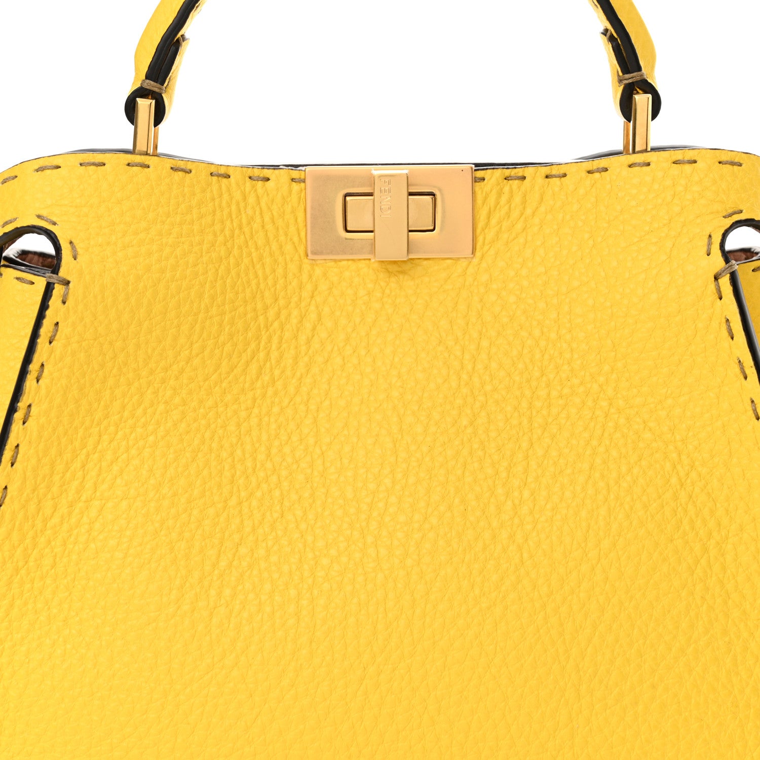 Fendi Cuoio Romano Selleria Chamois Peekaboo Iconic Essentially Satchel Limone Cipria White 8 of 10