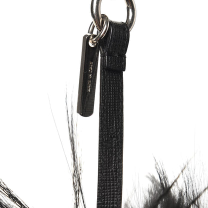 Fendi Vitello Elite Fox Fur Fusto Monster Bag Bug Charm Black Yellow 4 of 4
