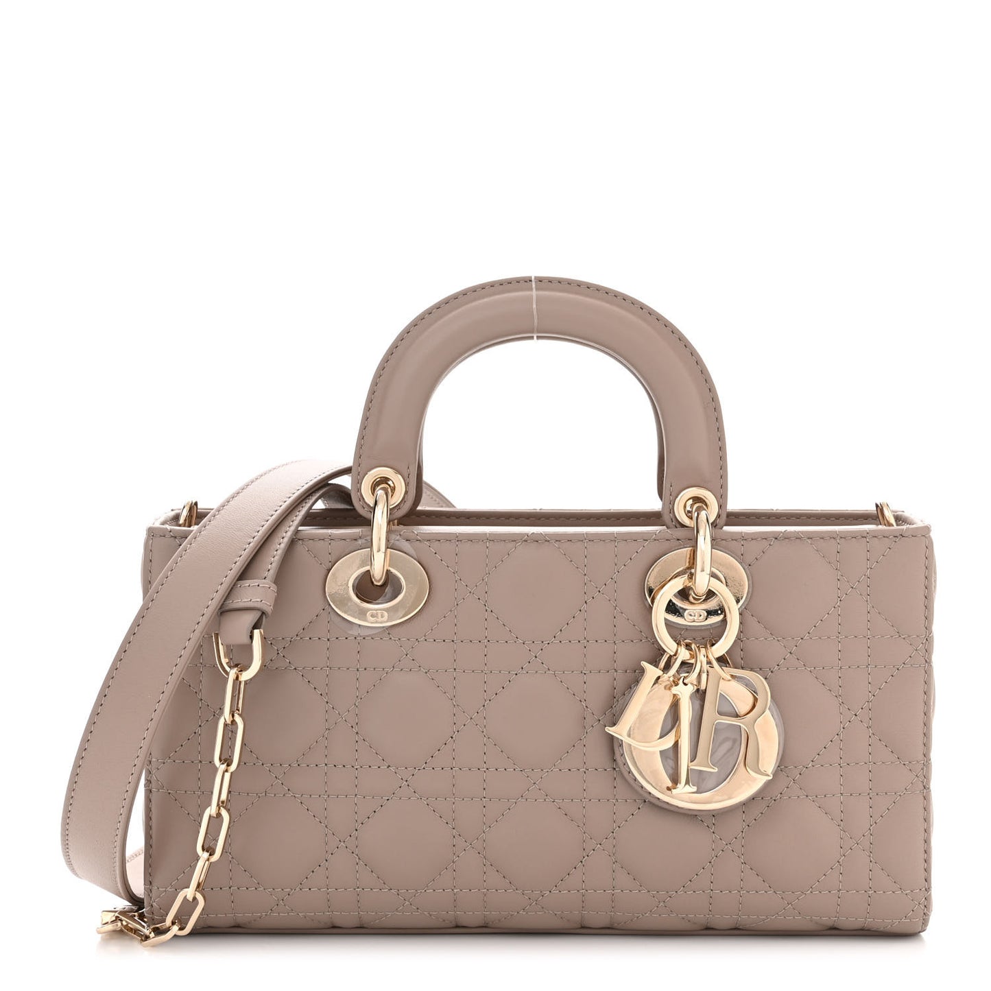 Lambskin Cannage Medium Lady D-Joy Warm Taupe