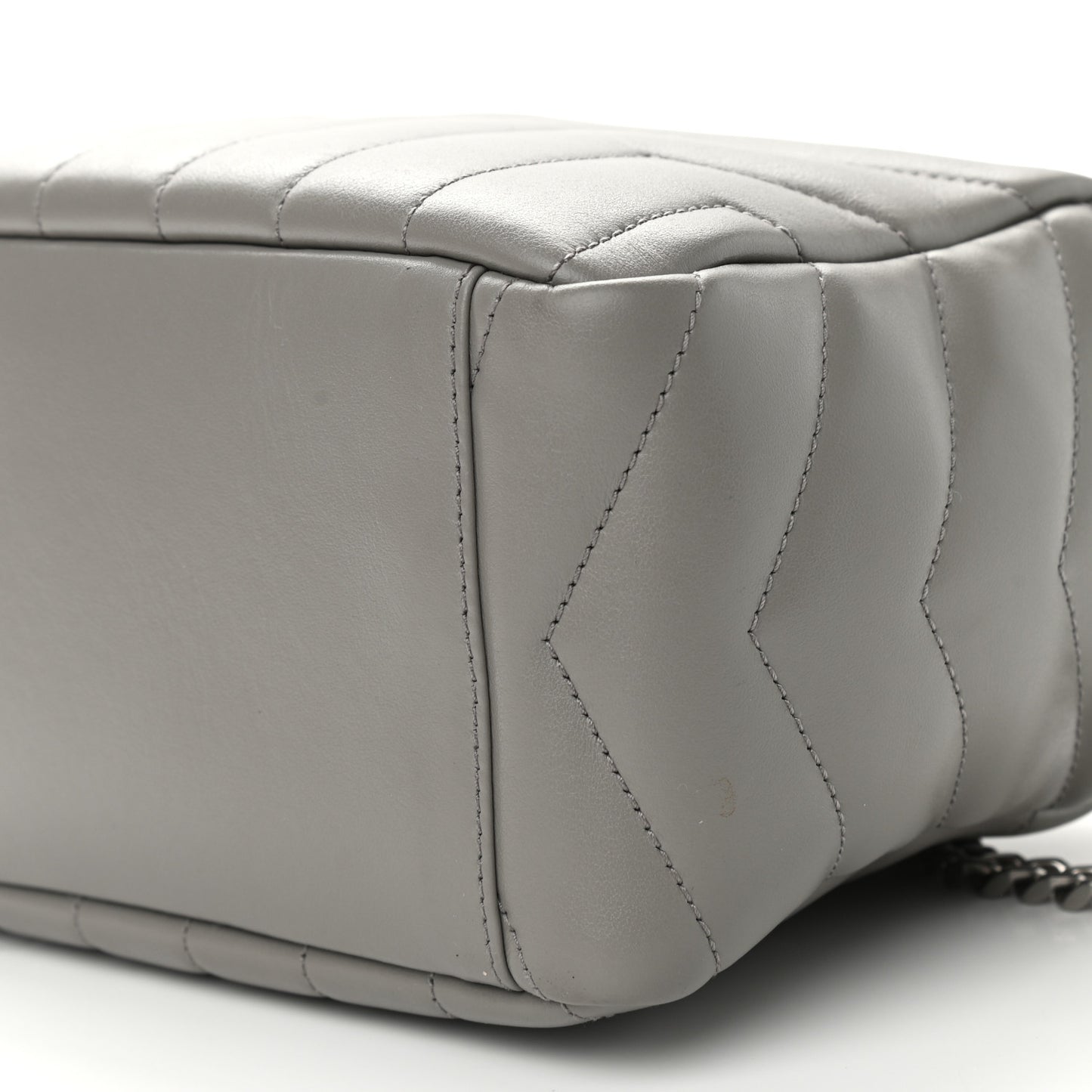 Calfskin Y Quilted Monogram Small Loulou Bowling Bag Light Gray