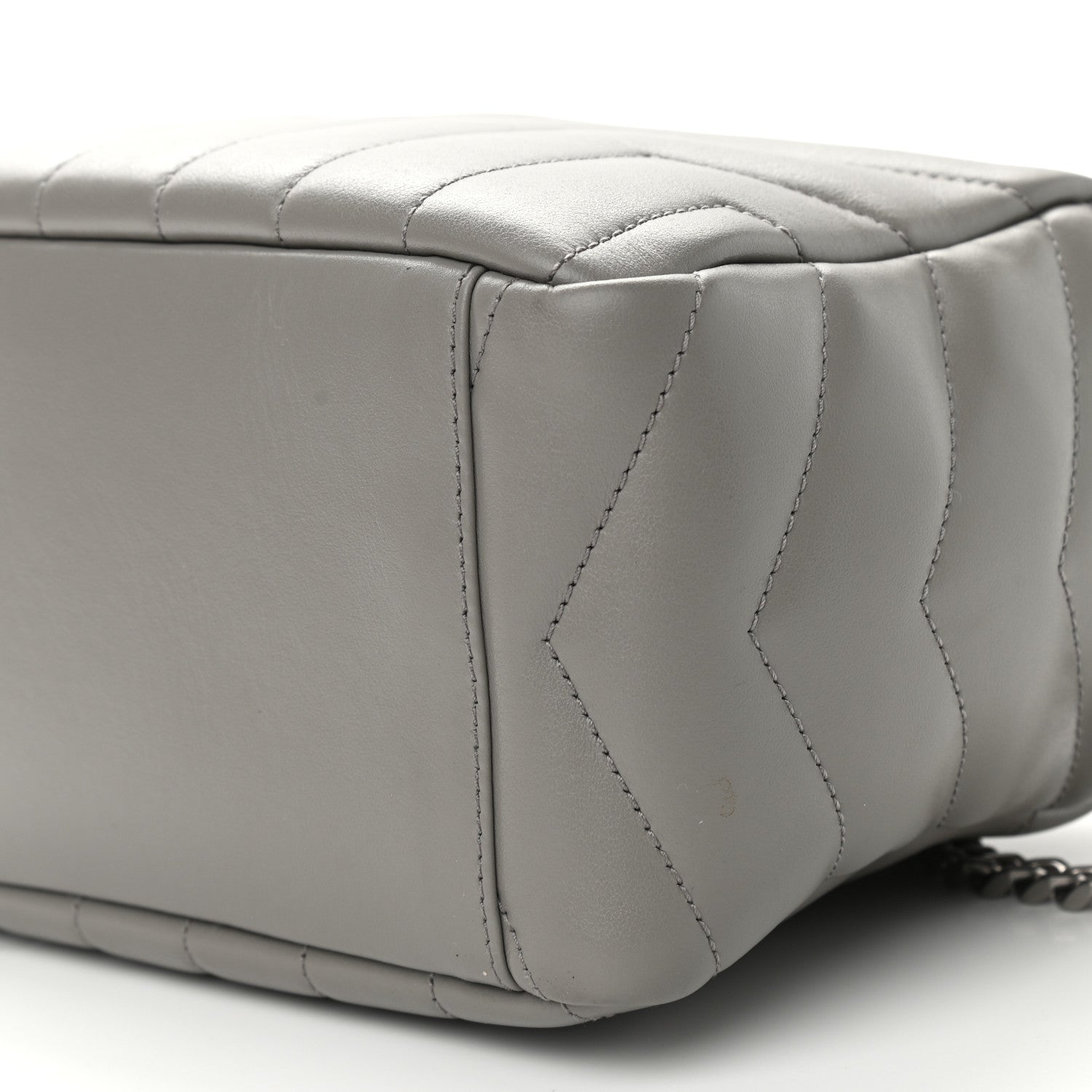 Saint Laurent Calfskin Y Quilted Monogram Small Loulou Bowling Bag Light Gray 9 of 10