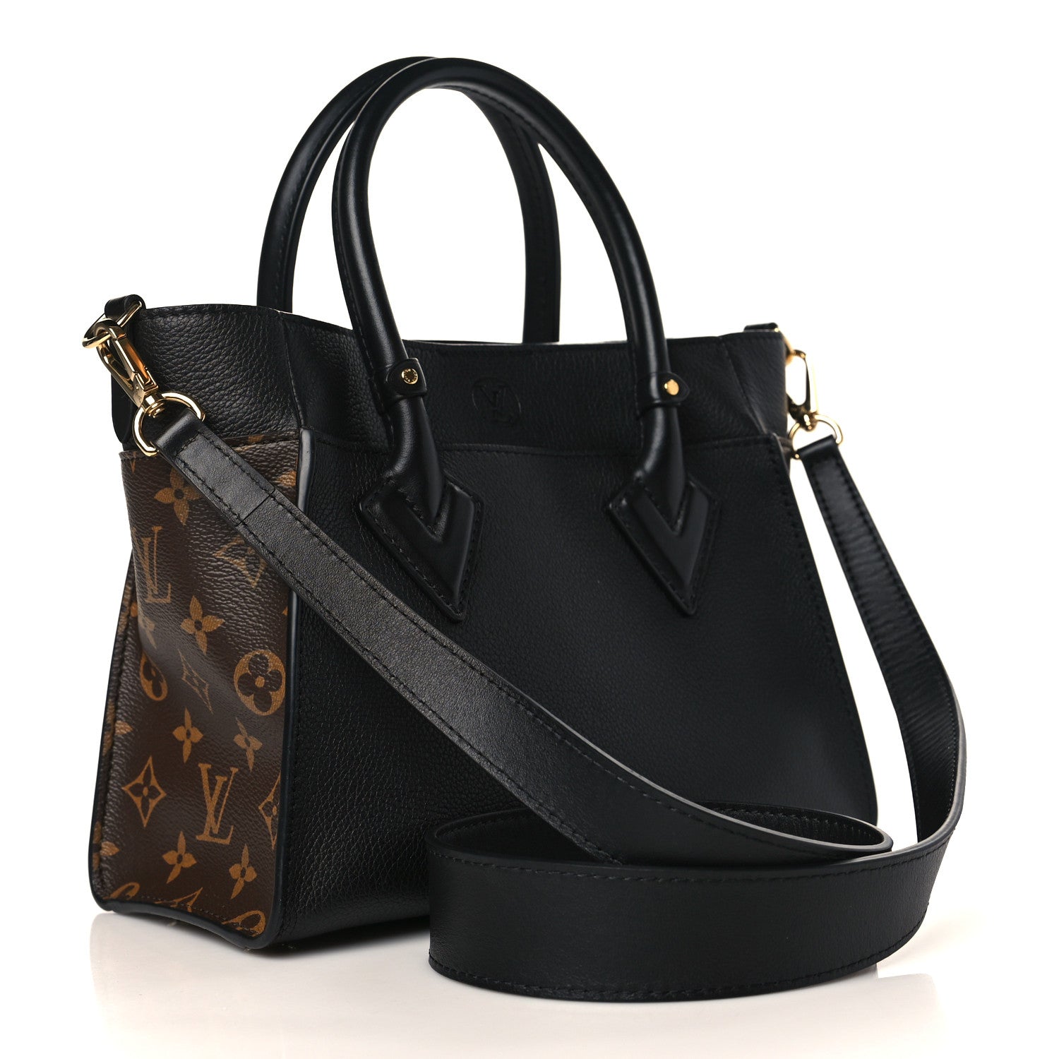 Louis Vuitton Calfskin Monogram On My Side PM Black 3 of 8