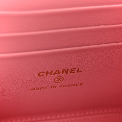 Chanel Lambskin Quilted Small Top Handle Vanity Case With Chain Pink 6 of 12
