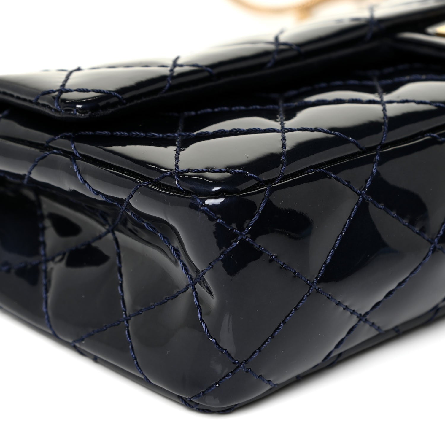 Chanel Patent Quilted 2.55 Reissue East West Clutch Navy Blue 9 of 14
