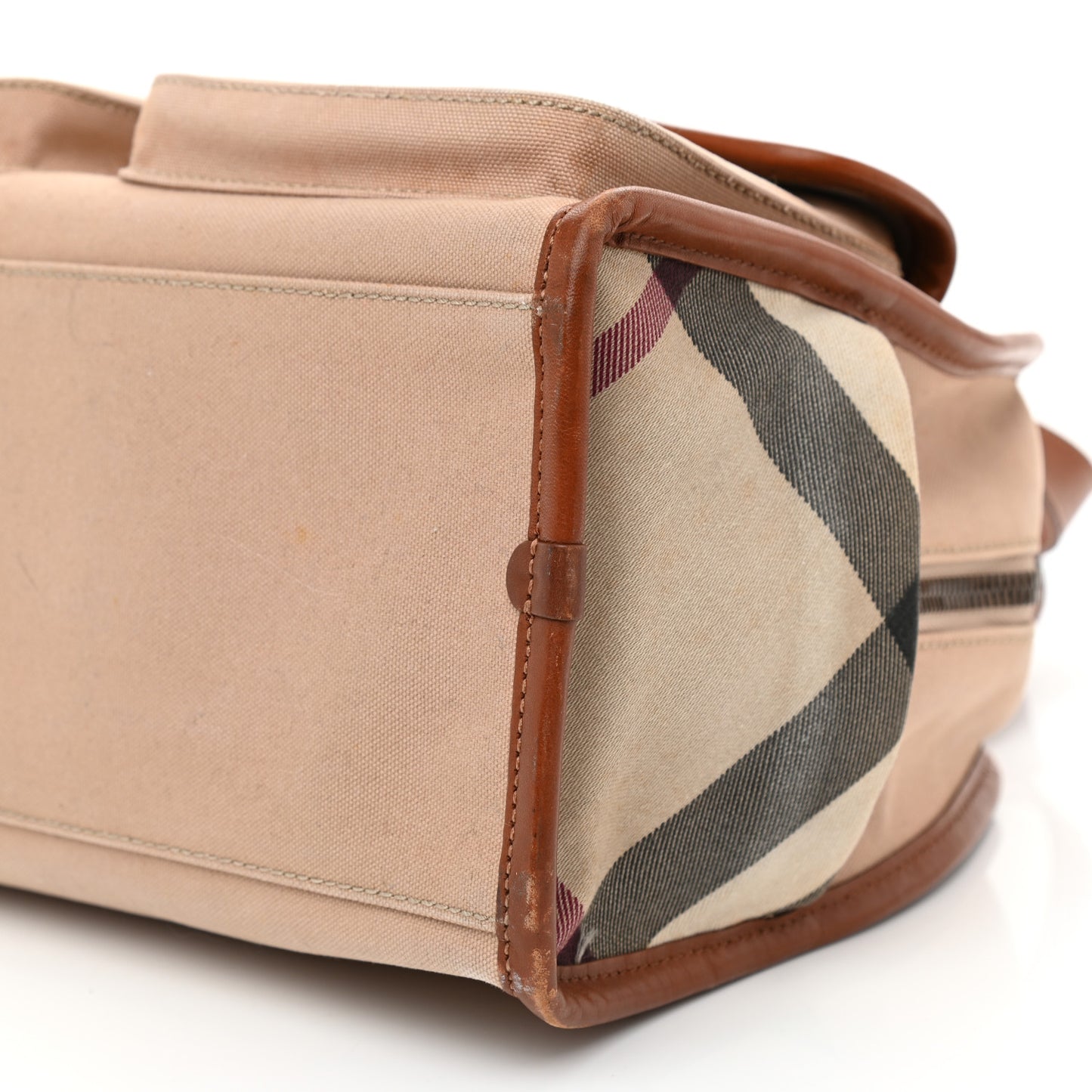 Canvas Nova Check Buckle Satchel Natural