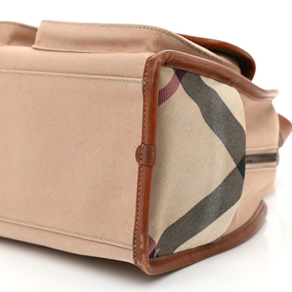 Burberry Canvas Nova Check Buckle Satchel Natural 9 of 14