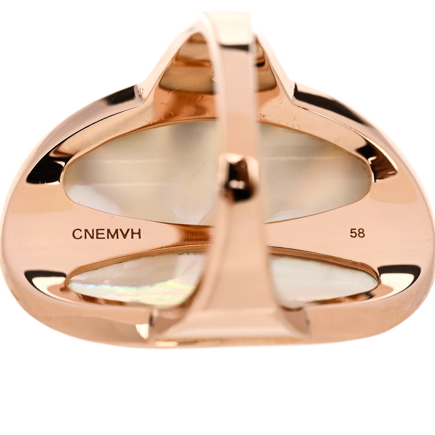 18K Rose Gold Diamond Mother of Pearl Intarsio Ring 58 8.5