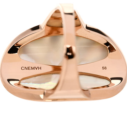Bulgari 18K Rose Gold Diamond Mother of Pearl Intarsio Ring 58 8.5 6 of 8