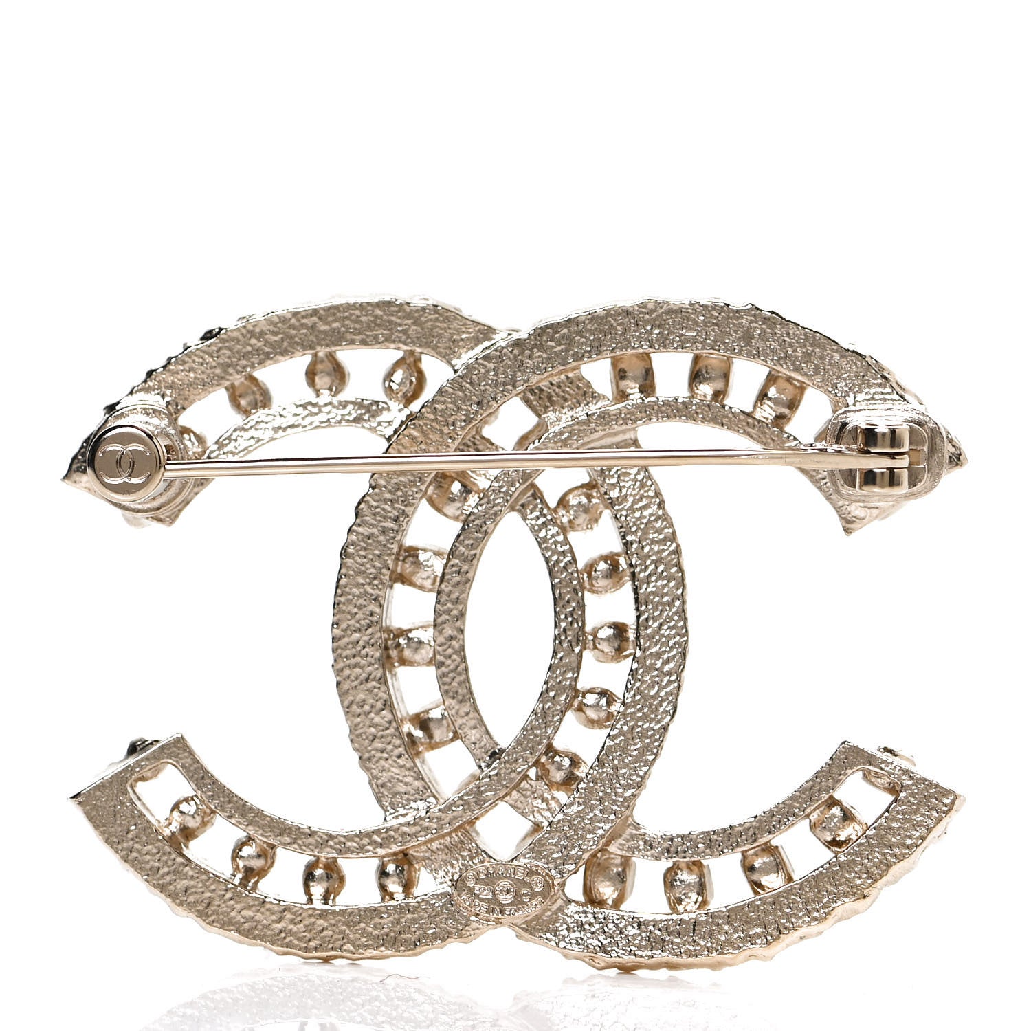 Chanel Crystal CC Brooch Light Gold 3 of 5