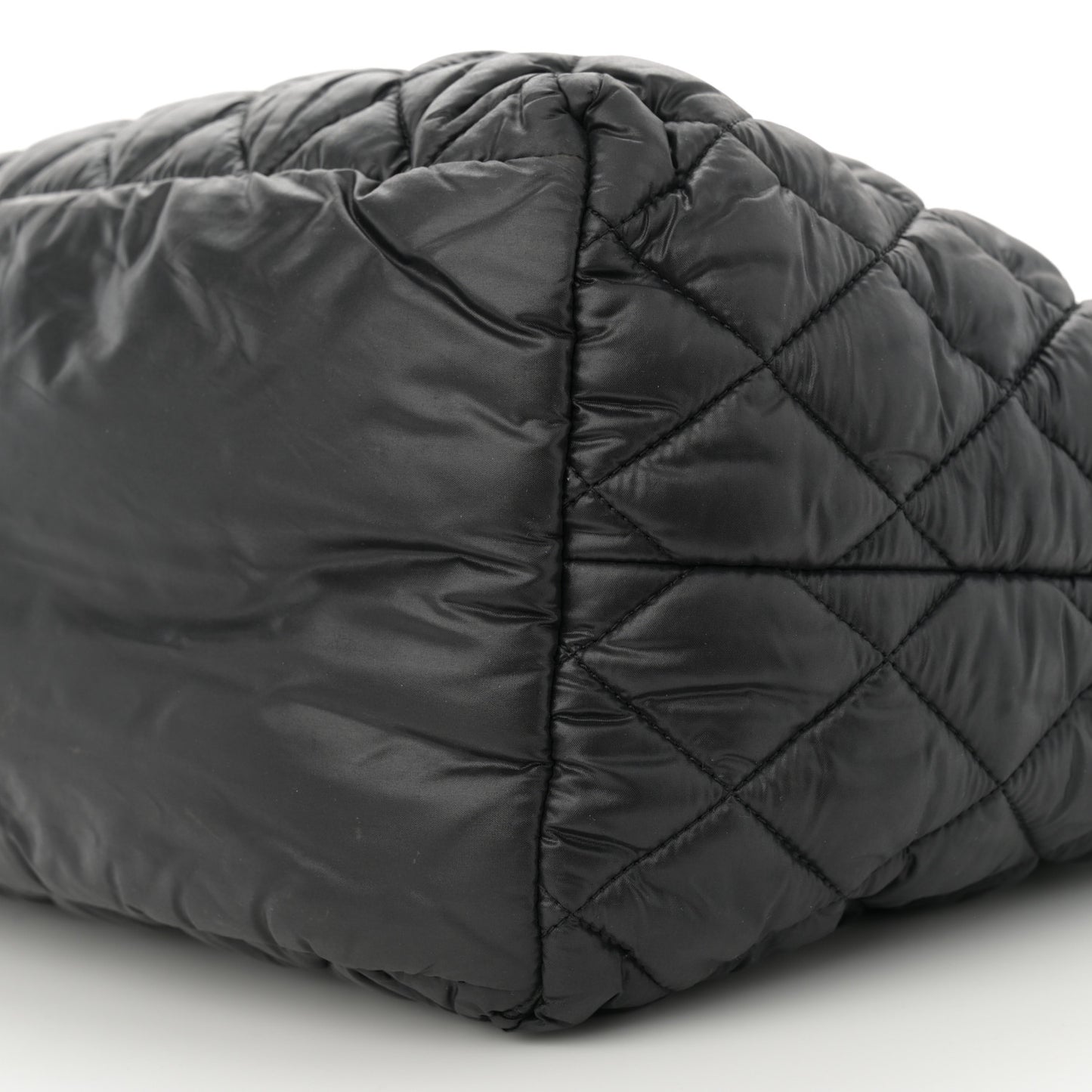 Nylon Quilted Small Coco Cocoon Tote Black