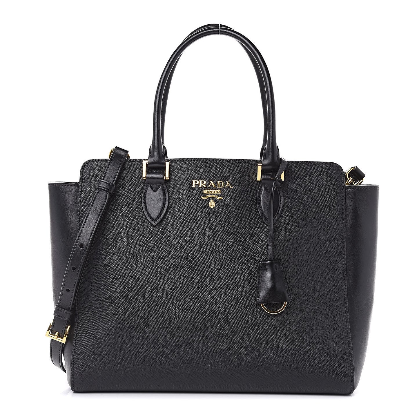 Saffiano Soft Calfskin Zippered Tote Black