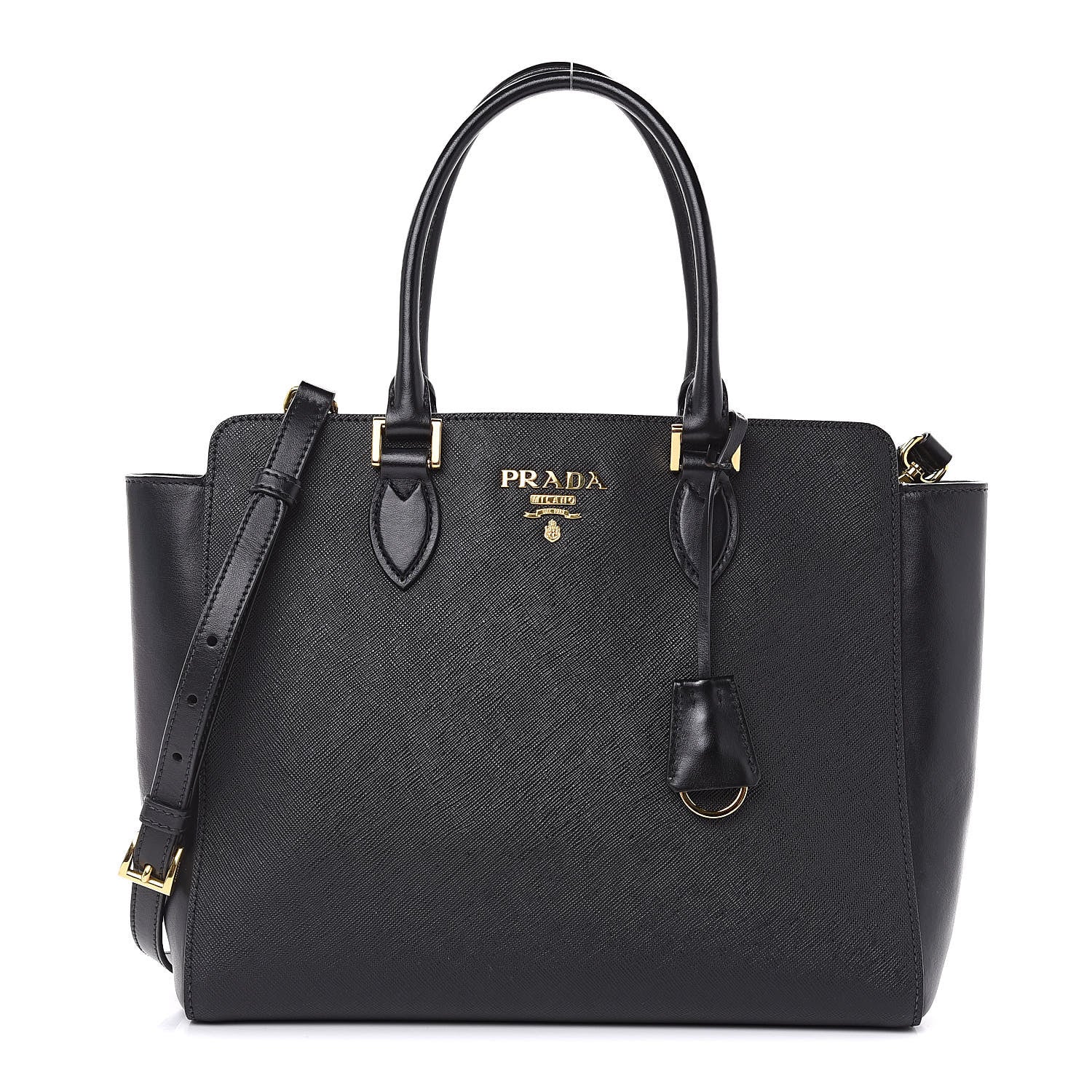 Prada Saffiano Soft Calfskin Zippered Tote Black 1 of 10