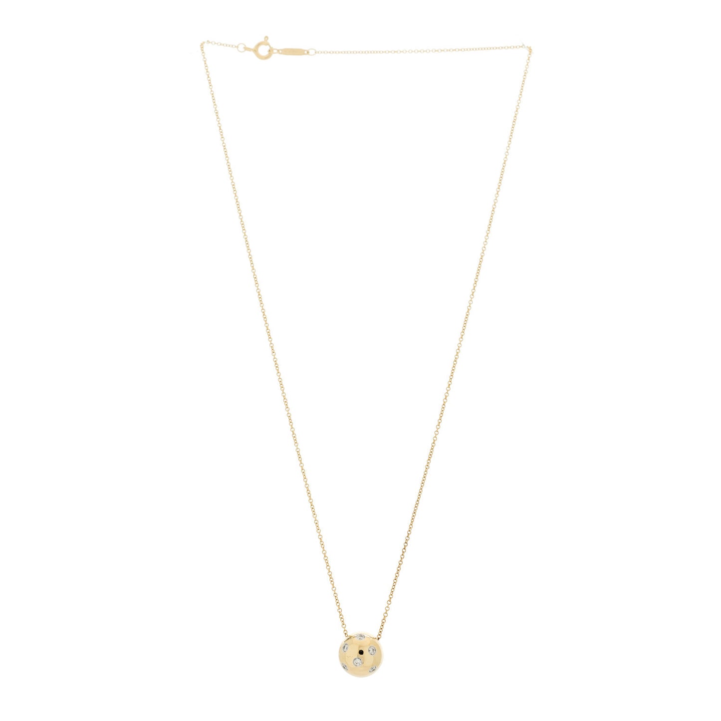 18K Yellow Gold Platinum Diamond Etoile Ball Pendant Necklace