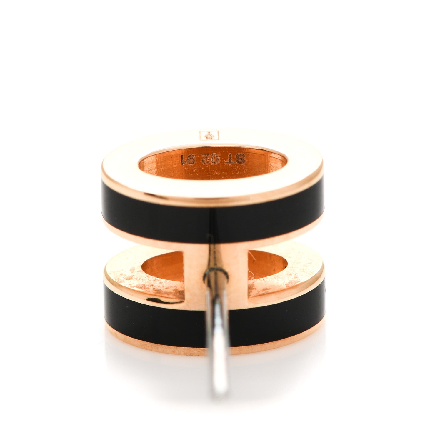 Rose Gold Lacquered Pop H Earrings Black