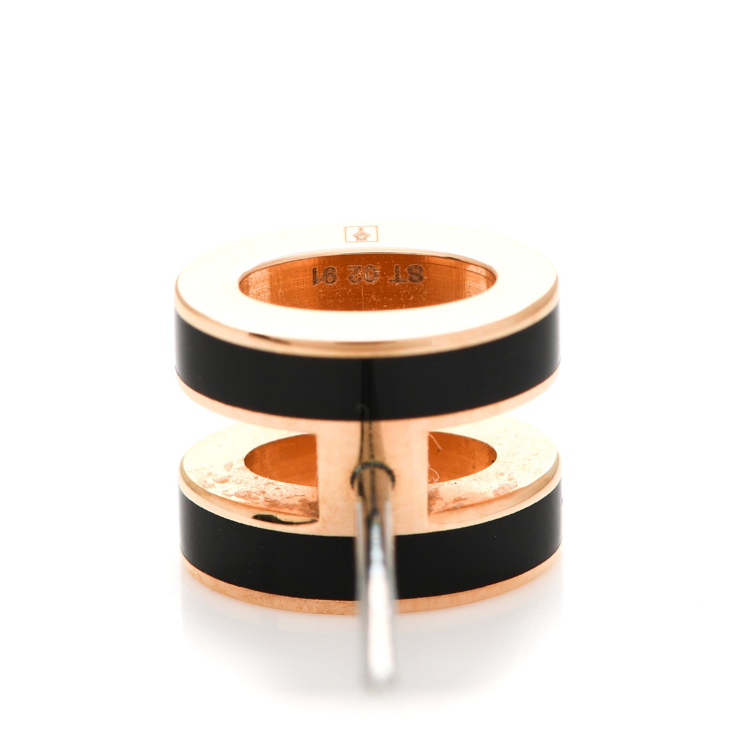 Hermes Rose Gold Lacquered Pop H Earrings Black 4 of 6