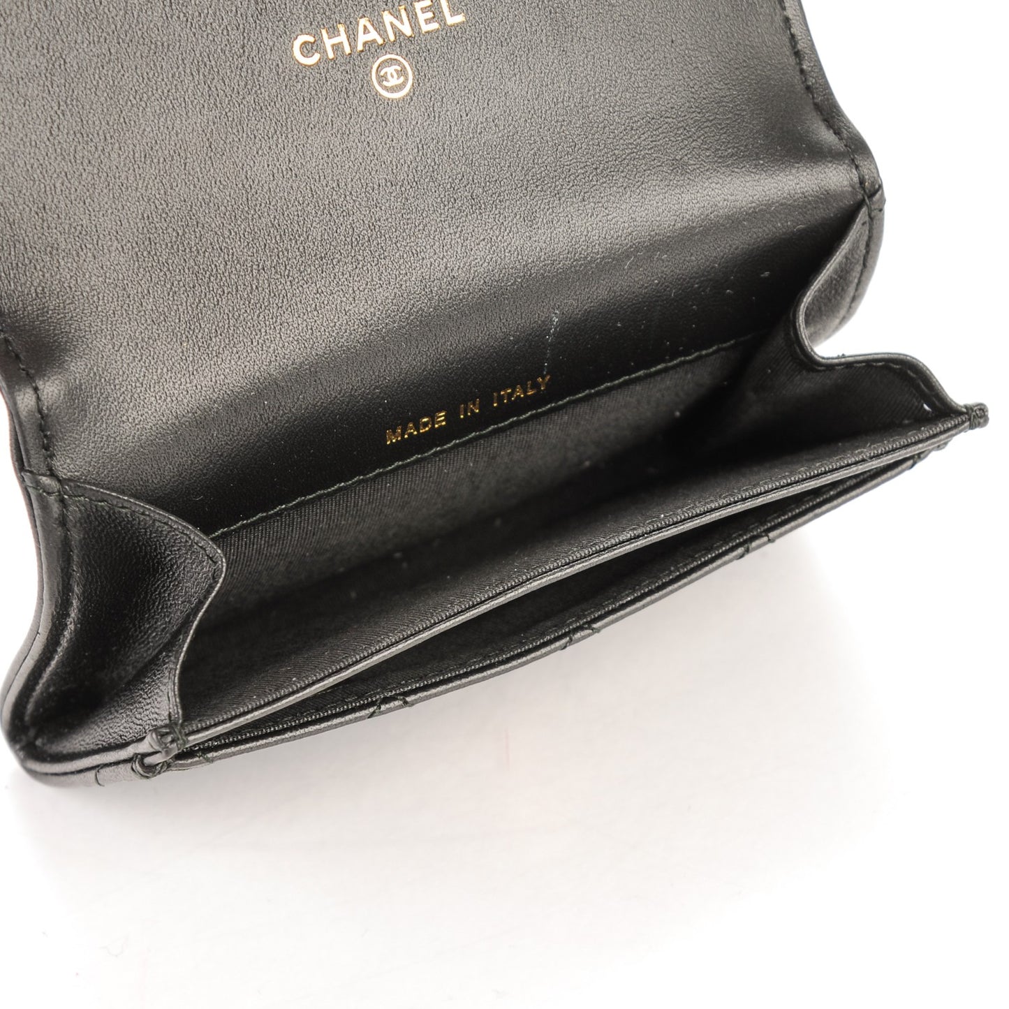 Lambskin Quilted Boy Card Holder Wallet Black