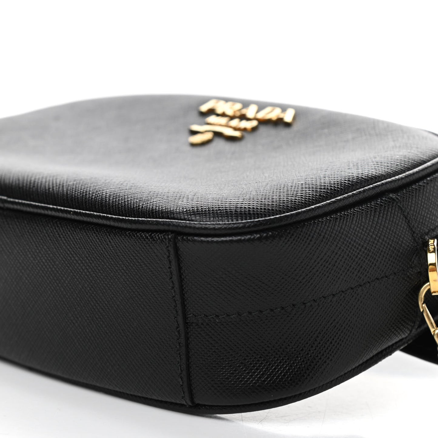 Saffiano Lux Metal Belt Bag Black