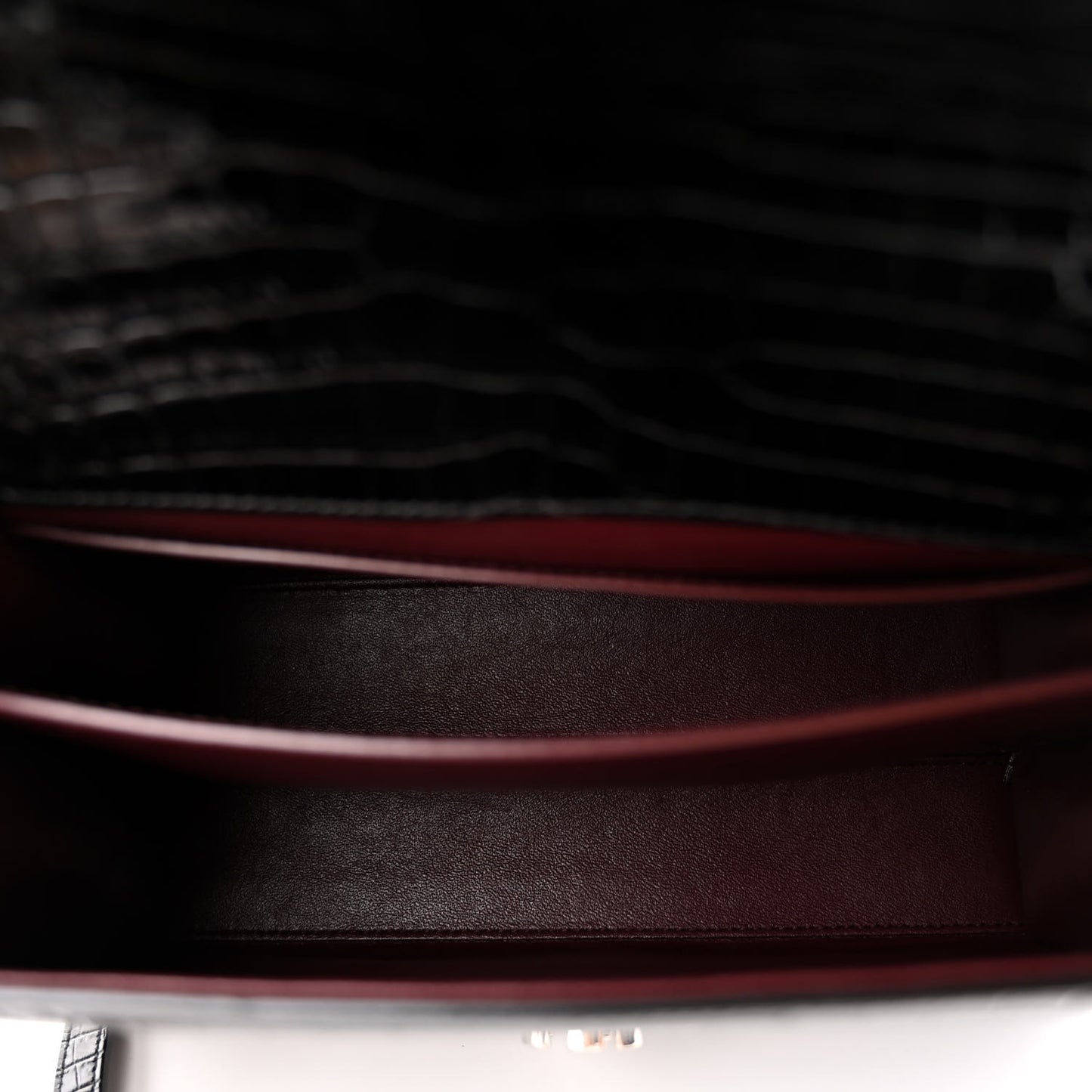 Calfskin Crocodile Embossed Medium Classic Monogram Cassandra Top Handle Black