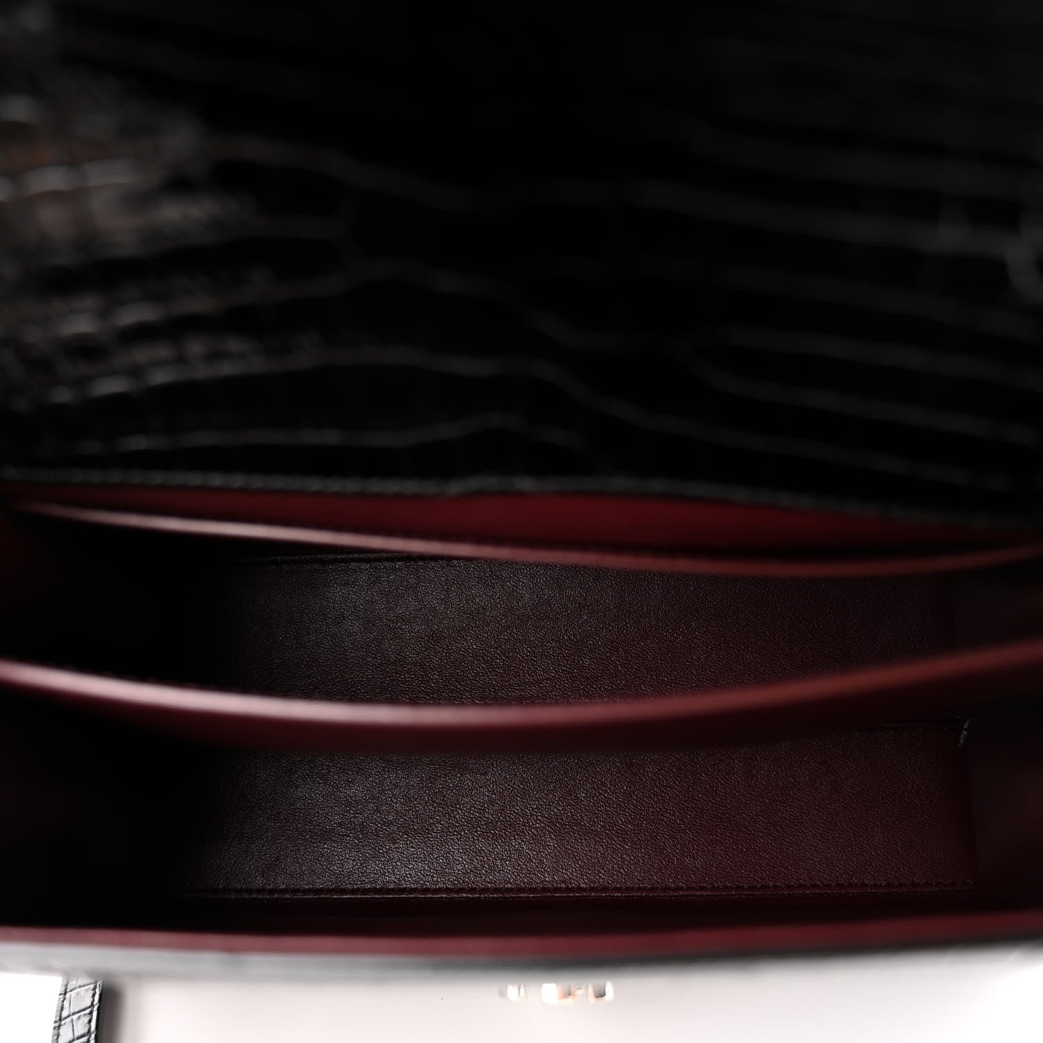 Saint Laurent Calfskin Crocodile Embossed Medium Classic Monogram Cassandra Top Handle Black 5 of 9