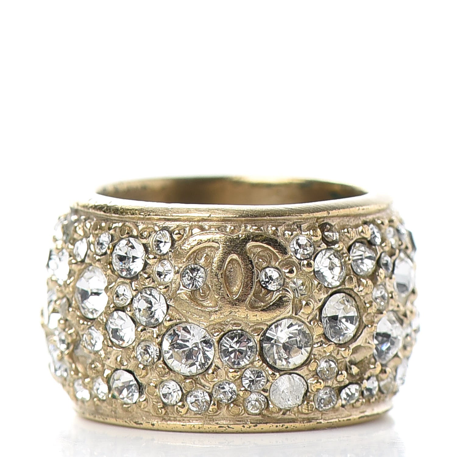 Chanel Crystal CC Ring 6.5 Gold 4 of 5