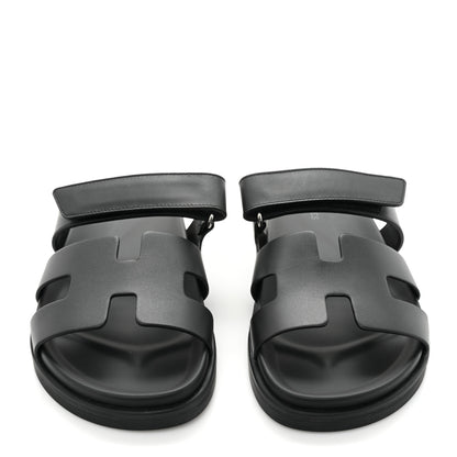 Hermes Calfskin Womens Chypre Sandals 38.5 Black 2 of 8