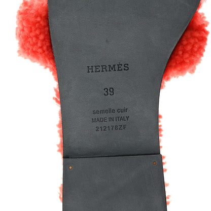 Hermes Woolskin Oran Sandals 39 Orange 7 of 7