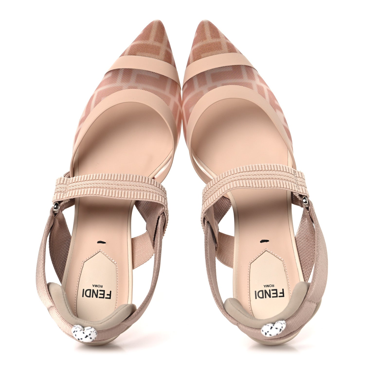 Fendi Technical Mesh Colibri 55mm Slingback Pumps 38 Rose Nudo 2 of 8