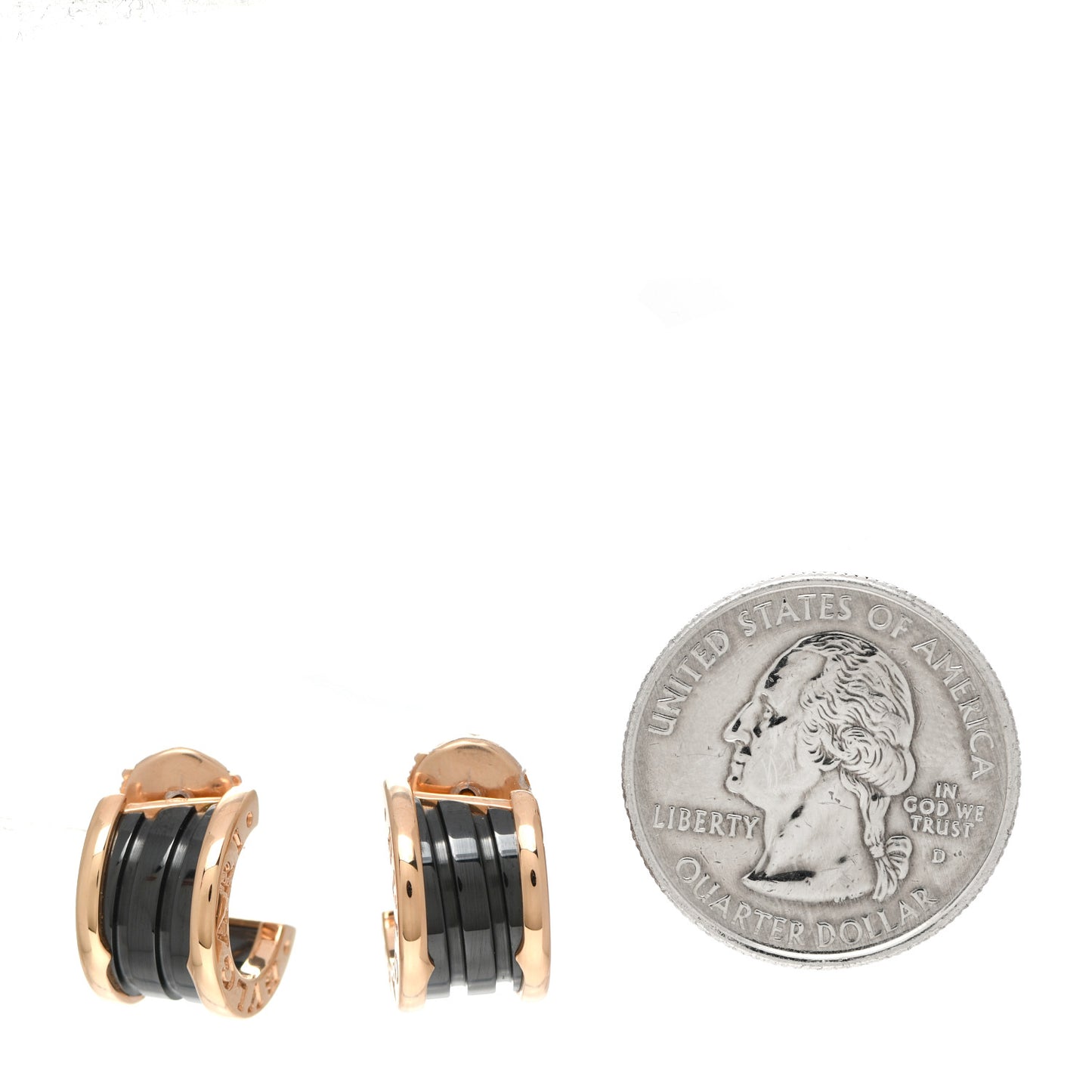 18K Rose Gold Ceramic Onyx B.Zero1 Hoop Earrings Black