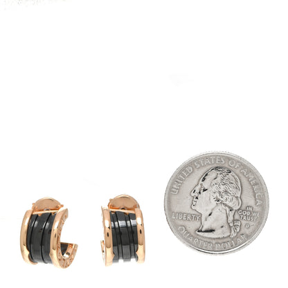 Bulgari 18K Rose Gold Black Ceramic B.Zero1 Hoop Earrings 2 of 5