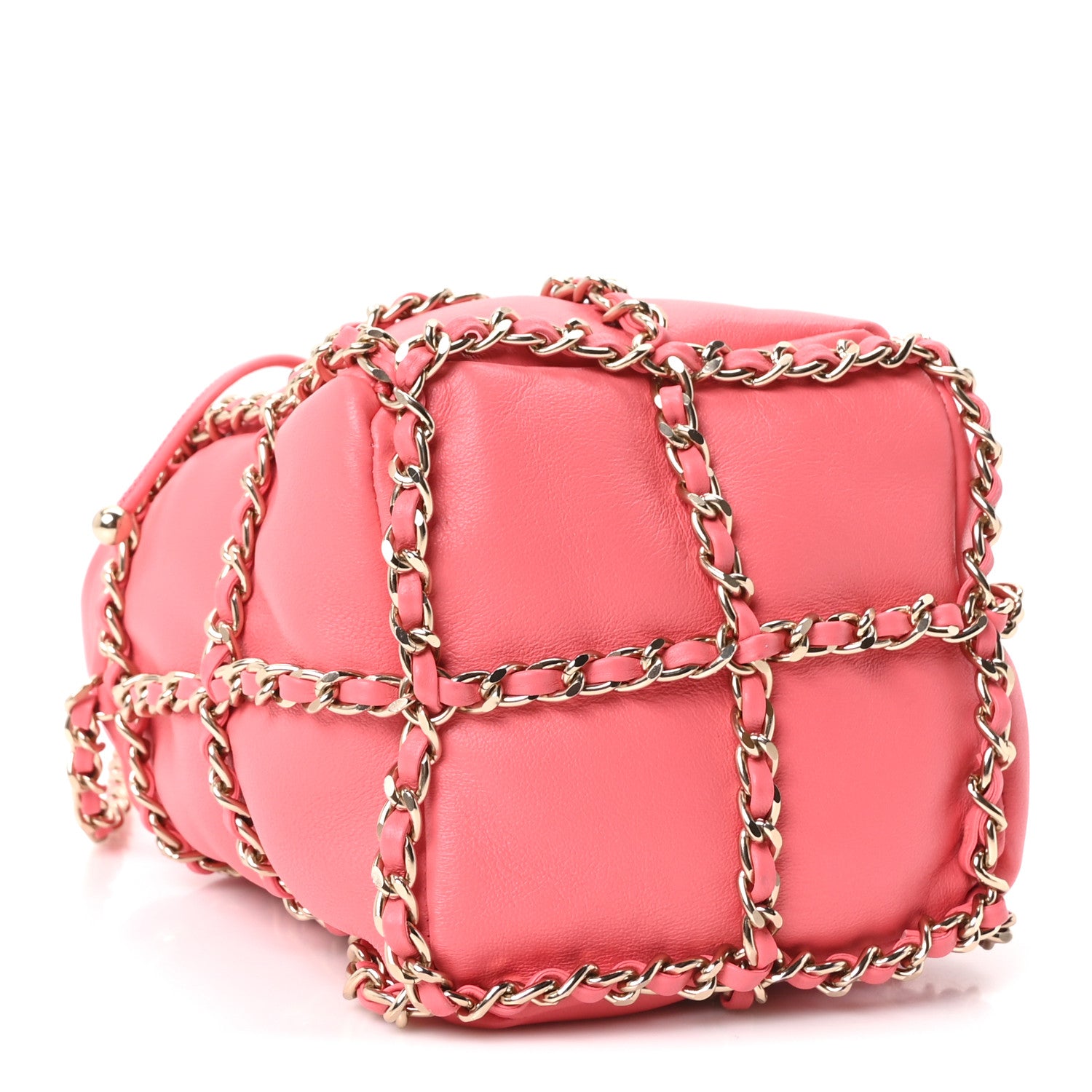 Chanel Lambskin Bucket Chain Drawstring Bag Pink 4 of 9